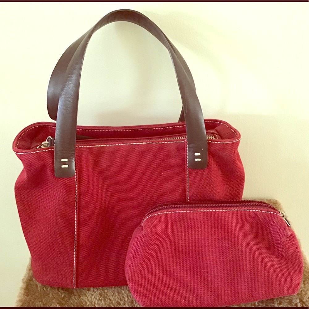 Banana Republic Canvas and leather bag with matching make up bag